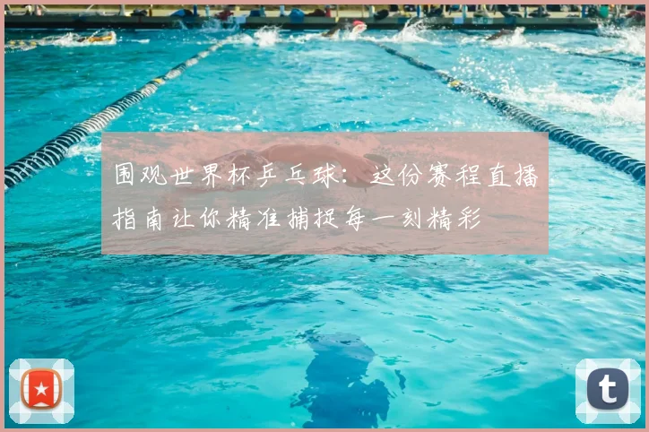 围观世界杯乒乓球：这份赛程直播指南让你精准捕捉每一刻精彩